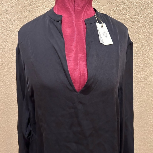 NWT Eleventy Black V Neck Tie Waist Long Sleeve Blouse Top - Picture 4 of 12